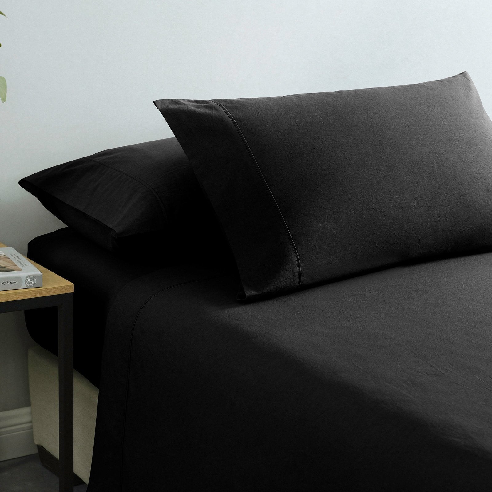 Royal Comfort Vintage Washed 100% Cotton Sheet Set Fitted Flat Sheet Pillowcases Double Charcoal - Rivercity House & Home Co. (ABN 18 642 972 209) - Affordable Modern Furniture Australia