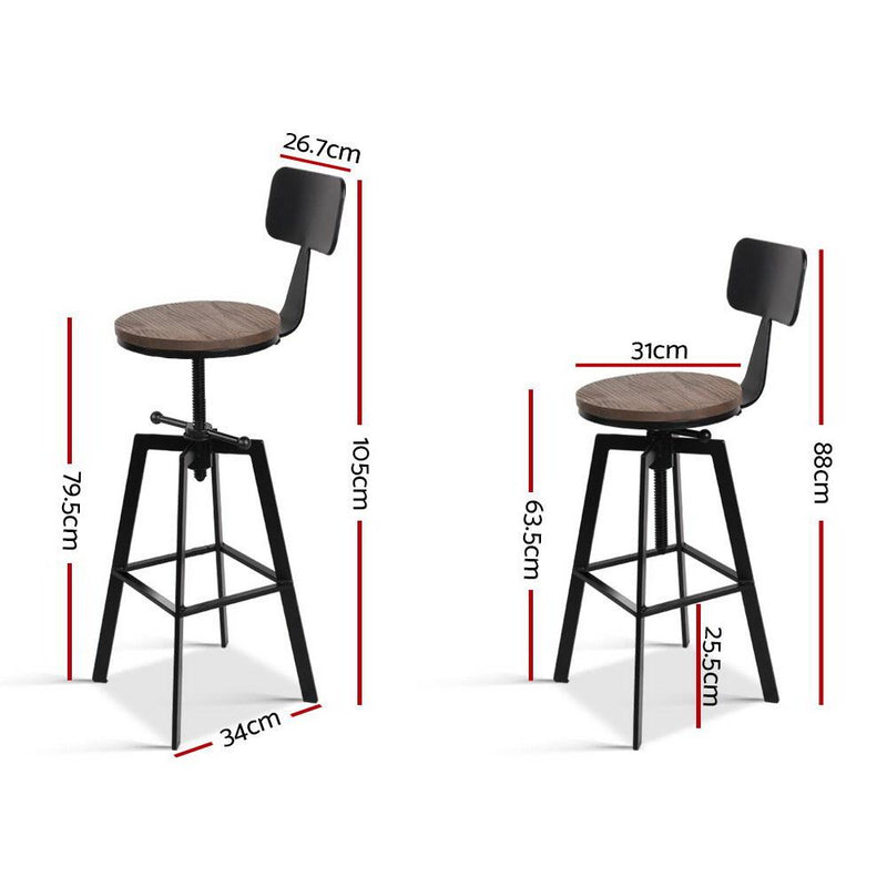 Rustic Industrial Style Metal Bar Stool - Black and Wood - Furniture > Bar Stools & Chairs - Rivercity House And Home Co.