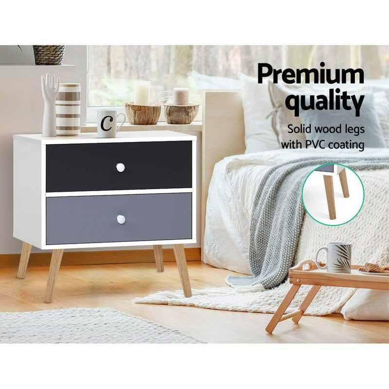 Scandinavian-inspired Bedside Table Black & White - Rivercity House & Home Co. (ABN 18 642 972 209) - Affordable Modern Furniture Australia