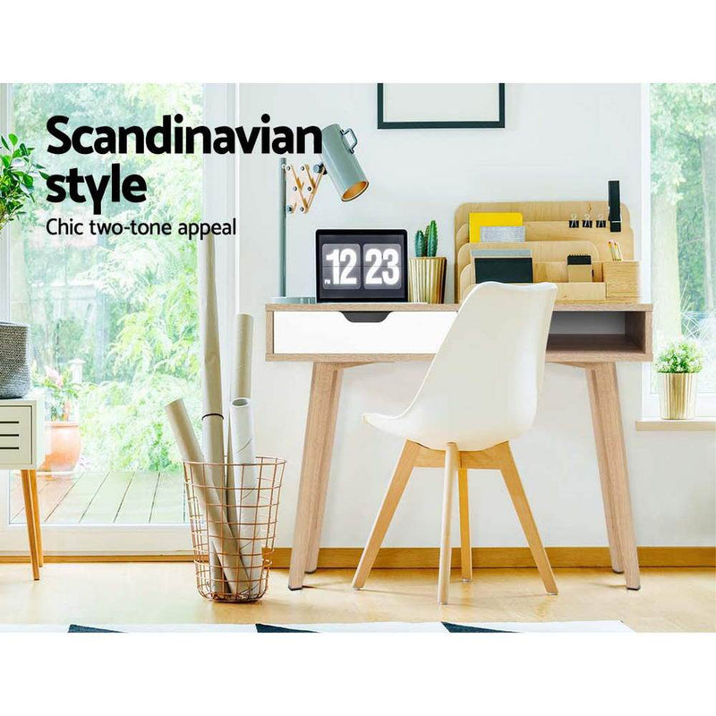 Scandinavian Style Computer Desk with Drawer - Rivercity House & Home Co. (ABN 18 642 972 209) - Affordable Modern Furniture Australia