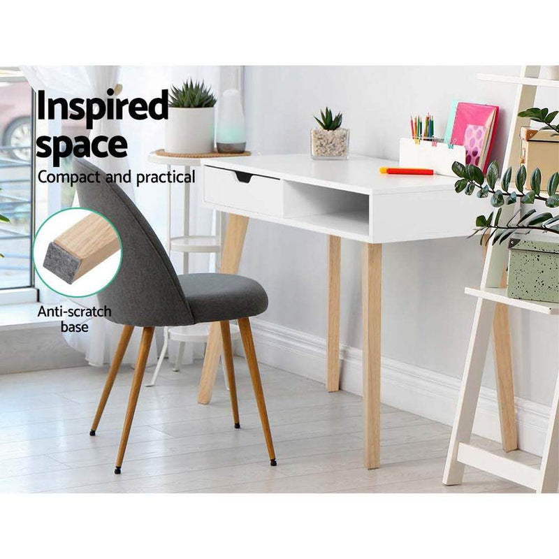 Scandinavian Style Computer Desk with Drawer - White - Furniture - Rivercity House & Home Co. (ABN 18 642 972 209) - Affordable Modern Furniture Australia