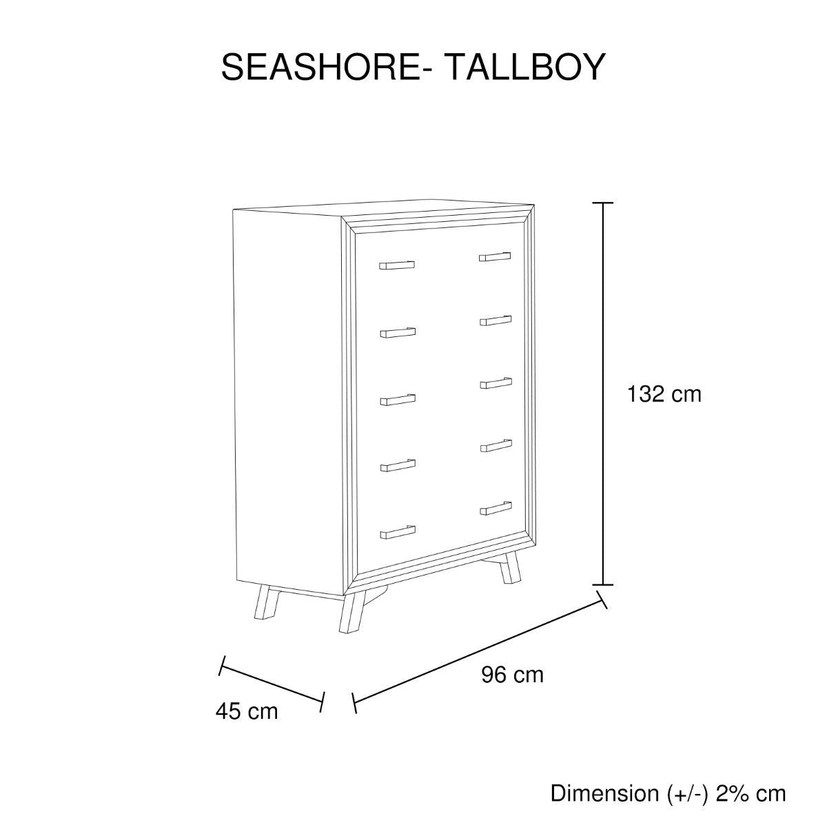 Seashore 2/3 Drawer Tallboy - Rivercity House & Home Co. (ABN 18 642 972 209) - Affordable Modern Furniture Australia