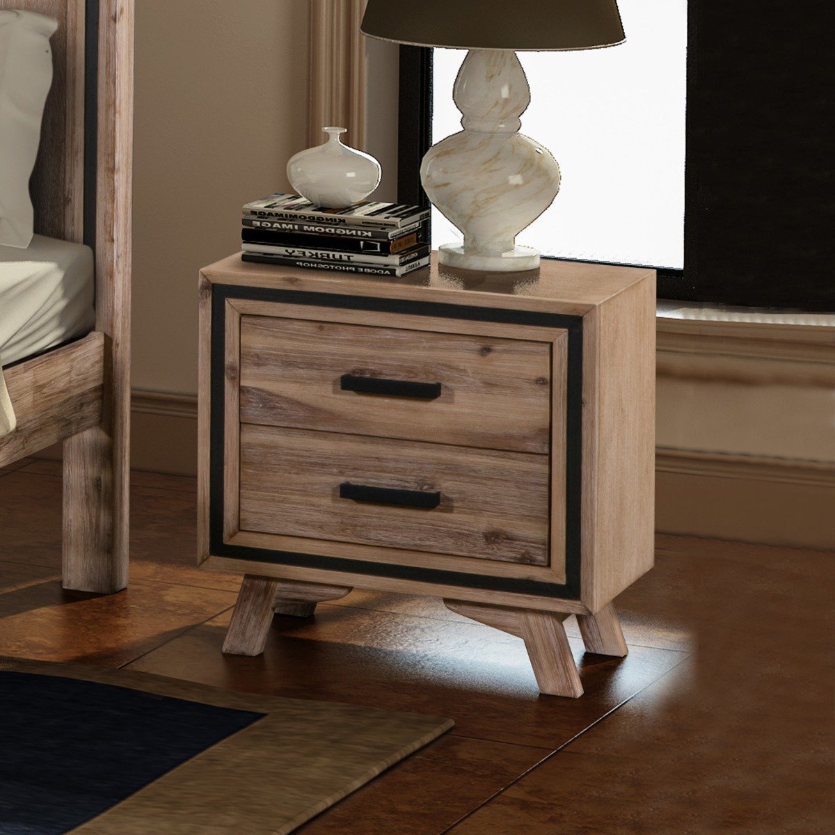Seashore Bedside 2 Drawers - Rivercity House & Home Co. (ABN 18 642 972 209) - Affordable Modern Furniture Australia