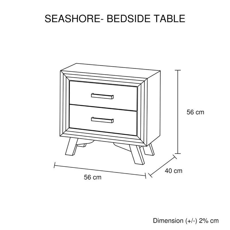 Seashore Bedside 2 Drawers - Rivercity House & Home Co. (ABN 18 642 972 209) - Affordable Modern Furniture Australia