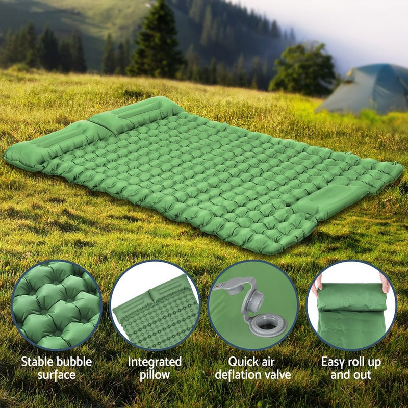 Self Inflating Mattress Camping Sleeping Mat Air Bed Pad Double Pillow - Home & Garden > Inflatable Mattress - Rivercity House & Home Co. (ABN 18 642 972 209) - Affordable Modern Furniture Australia