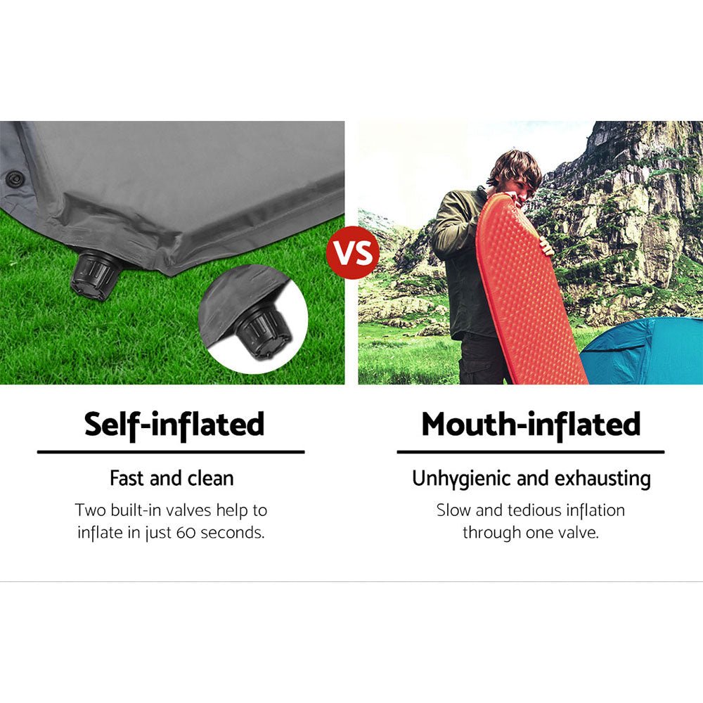 Self Inflating Mattress - Grey - Outdoor > Camping - Rivercity House & Home Co. (ABN 18 642 972 209) - Affordable Modern Furniture Australia
