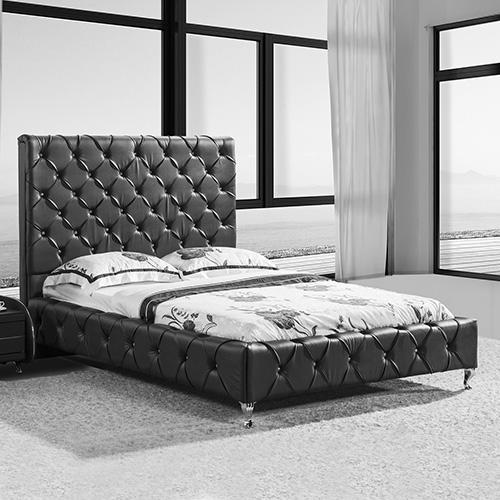 Serena Leather Queen Bed Frame Black - Rivercity House & Home Co. (ABN 18 642 972 209) - Affordable Modern Furniture Australia