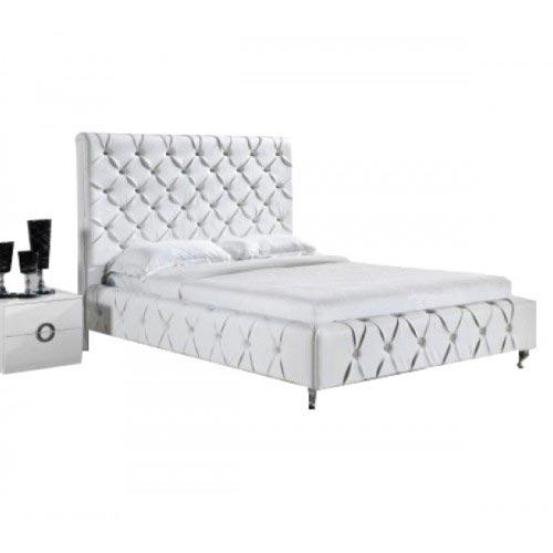 Serena Leather Queen Bed Frame White - Furniture > Bedroom - Rivercity House & Home Co. (ABN 18 642 972 209) - Affordable Modern Furniture Australia