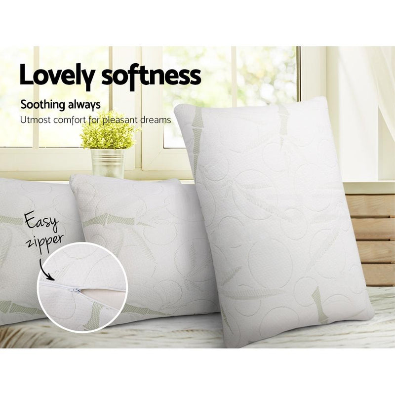 Set of 2 Bamboo Pillows with Memory Foam - Rivercity House & Home Co. (ABN 18 642 972 209) - Affordable Modern Furniture Australia