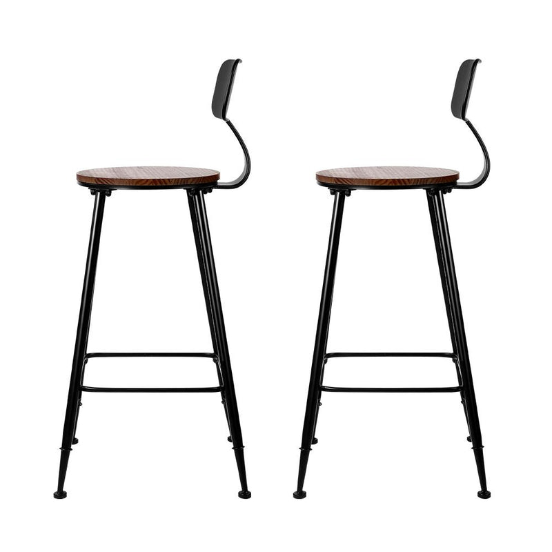 Set of 2 Alex Bar Stools Pinewood Metal - Black and Wood - Rivercity House & Home Co. (ABN 18 642 972 209) - Affordable Modern Furniture Australia