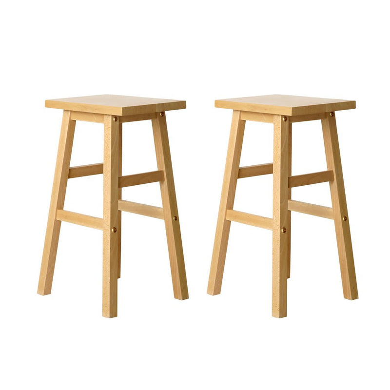 Set of 2 Beech Wood Bar Stools - Natural - Rivercity House & Home Co. (ABN 18 642 972 209)