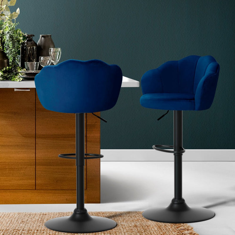 Set of 2 Clam Shell Style Bar Stools - Blue - Furniture > Bar Stools & Chairs - Rivercity House & Home Co. (ABN 18 642 972 209) - Affordable Modern Furniture Australia