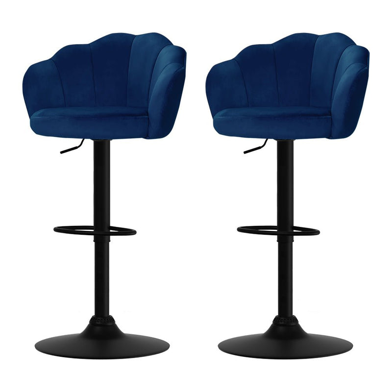 Set of 2 Clam Shell Style Bar Stools - Blue - Furniture > Bar Stools & Chairs - Rivercity House & Home Co. (ABN 18 642 972 209)