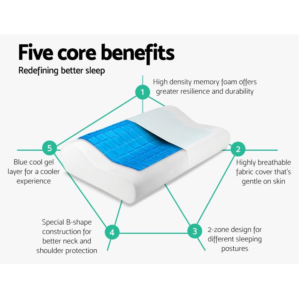 Set of 2 Cool Gell Memory Foam Pillows - Rivercity House & Home Co. (ABN 18 642 972 209) - Affordable Modern Furniture Australia