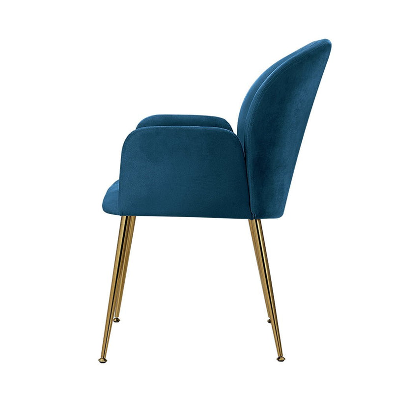 Set of 2 Deluxe Velvet Dining Chairs - Blue - Furniture > Living Room - Rivercity House & Home Co. (ABN 18 642 972 209)