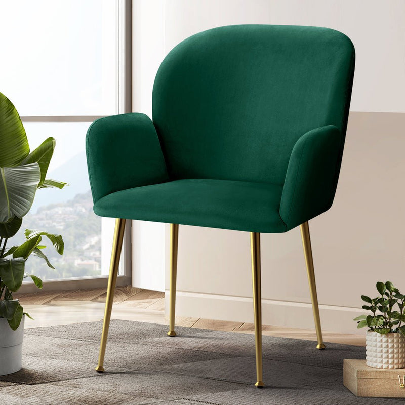 Set of 2 Deluxe Velvet Dining Chairs - Green - Furniture > Living Room - Rivercity House & Home Co. (ABN 18 642 972 209) - Affordable Modern Furniture Australia