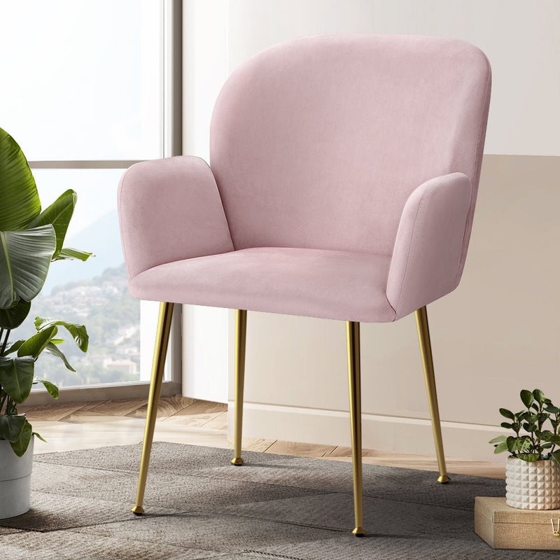 Set of 2 Deluxe Velvet Dining Chairs - Pink - Furniture > Living Room - Rivercity House & Home Co. (ABN 18 642 972 209) - Affordable Modern Furniture Australia
