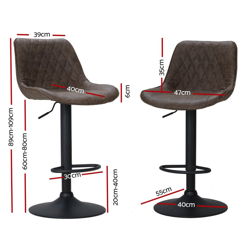 Set of 2 Diamond Back Bar Stools - Brown - Furniture > Bar Stools & Chairs - Rivercity House & Home Co. (ABN 18 642 972 209) - Affordable Modern Furniture Australia