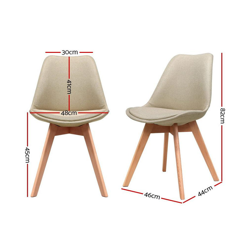 Set of 2 DSW Dining Chairs Retro Replica Kitchen Chair Cafe Beige Fabric - Furniture > Bar Stools & Chairs - Rivercity House & Home Co. (ABN 18 642 972 209) - Affordable Modern Furniture Australia