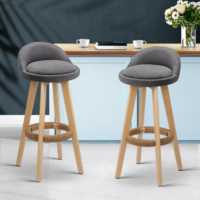 Set of 2 Fabric Backrest Bar Stools - Grey - Rivercity House & Home Co. (ABN 18 642 972 209) - Affordable Modern Furniture Australia