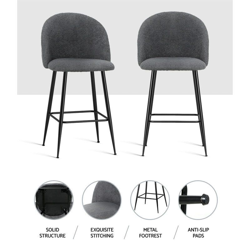Set of 2 Fenille Bar Stools - Charcoal - Furniture > Bar Stools & Chairs - Rivercity House & Home Co. (ABN 18 642 972 209) - Affordable Modern Furniture Australia