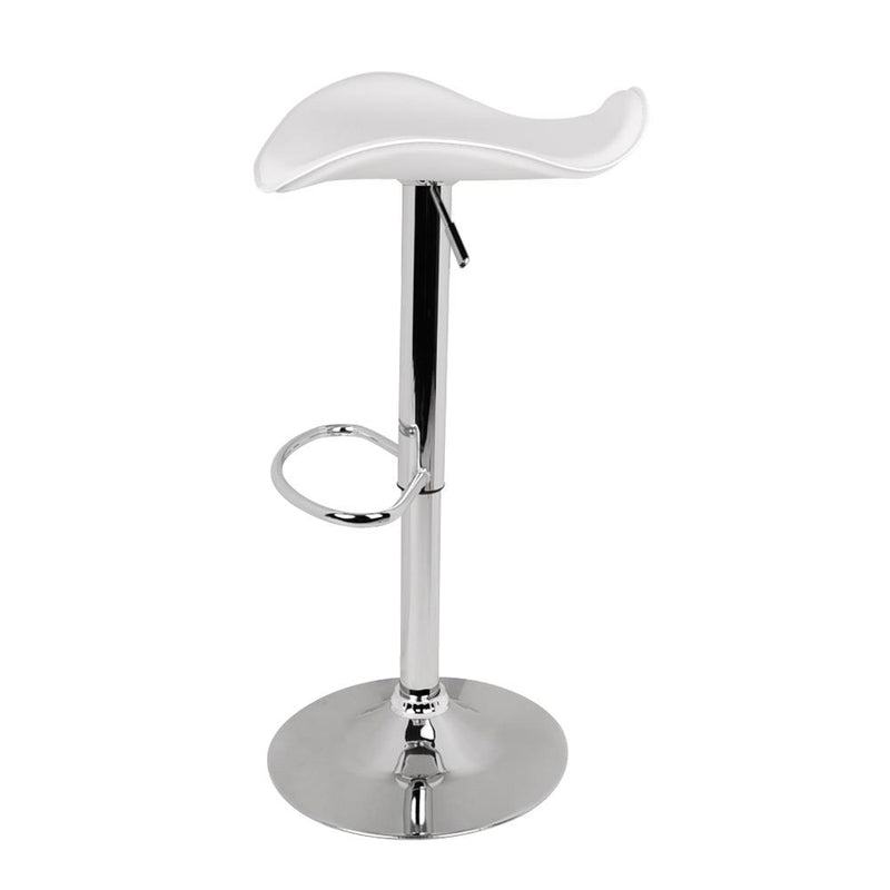 Set of 2 Gas Lift Bar Stools PU Leather - White and Chrome - Rivercity House & Home Co. (ABN 18 642 972 209) - Affordable Modern Furniture Australia