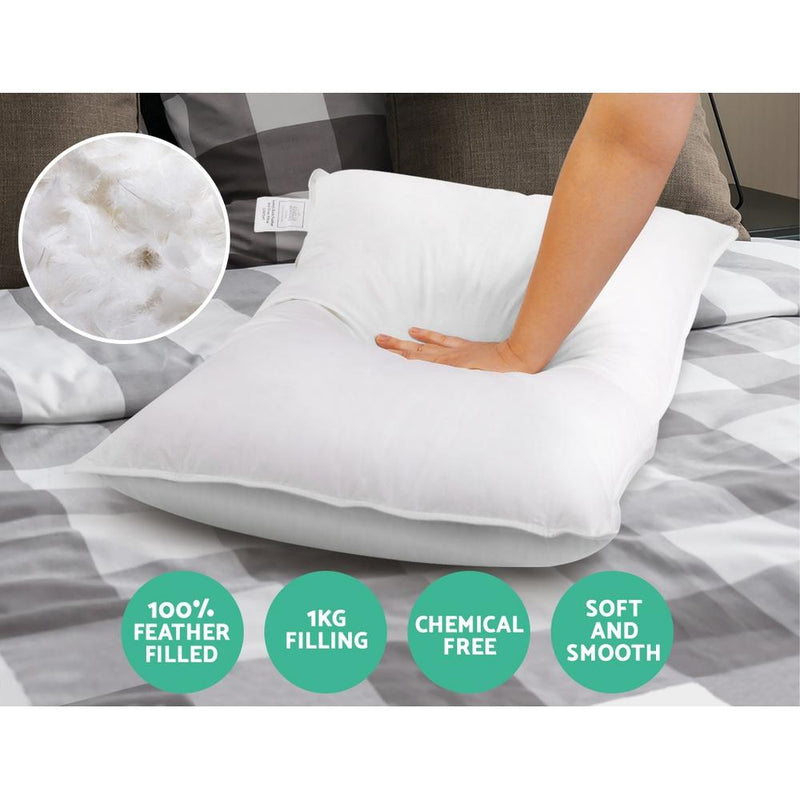 Set of 2 Goose Feather and Down Pillows - White - Rivercity House & Home Co. (ABN 18 642 972 209) - Affordable Modern Furniture Australia