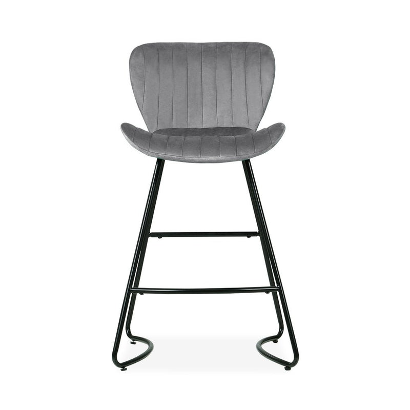 Set of 2 Kristlyn Velvet Bar Stools - Grey - Furniture > Bar Stools & Chairs - Rivercity House & Home Co. (ABN 18 642 972 209)