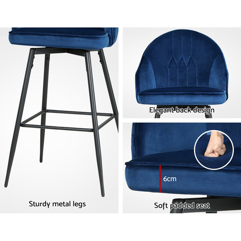 Set of 2 Melissa Swivel Bar Stools - Blue - Furniture > Bar Stools & Chairs - Rivercity House & Home Co. (ABN 18 642 972 209) - Affordable Modern Furniture Australia