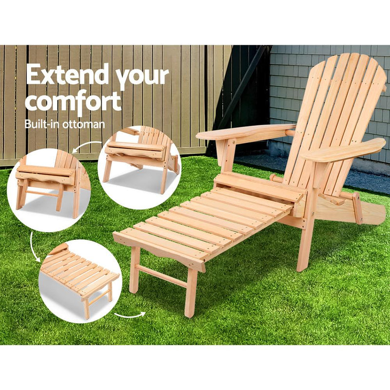Set of 2 Outdoor Adirondack Chairs with Slide Out Footstool - Rivercity House & Home Co. (ABN 18 642 972 209) - Affordable Modern Furniture Australia