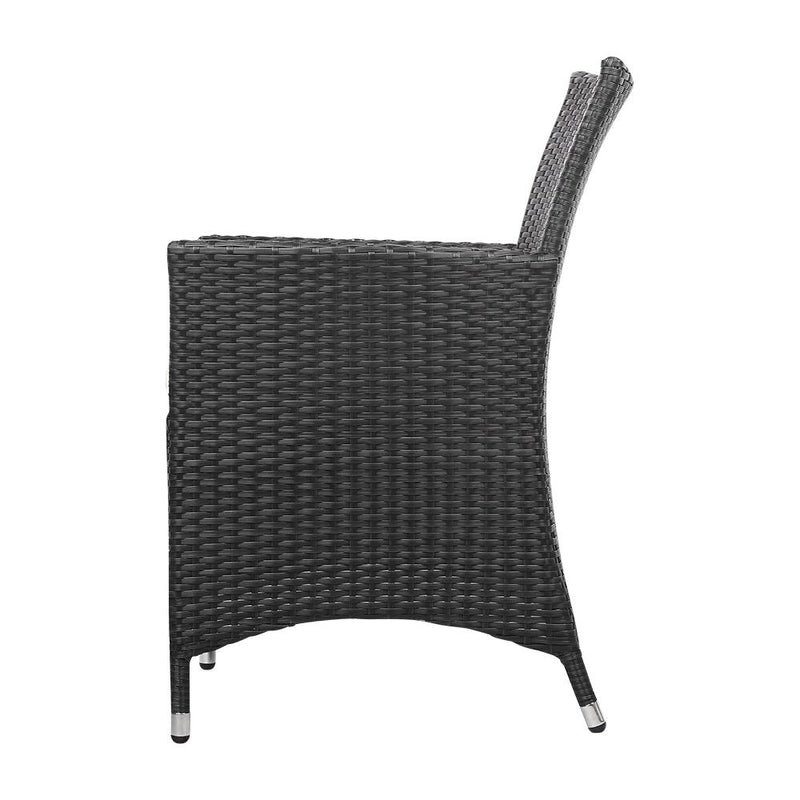 Set of 2 Outdoor Bistro Set Chairs Patio Furniture Dining Wicker Garden Cushion - Rivercity House & Home Co. (ABN 18 642 972 209) - Affordable Modern Furniture Australia