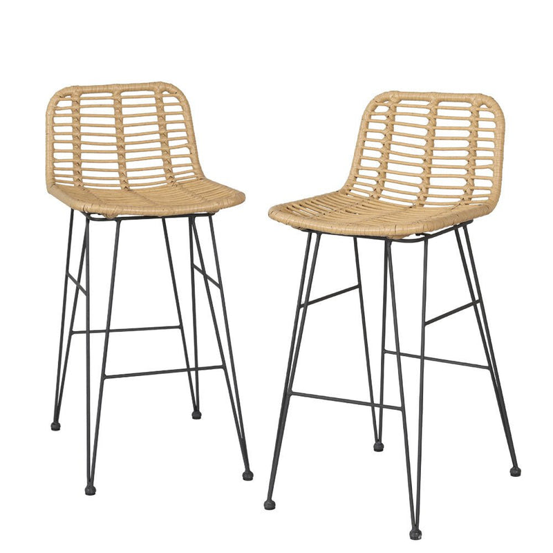 Set of 2 Outdoor Wicker Bar Stools - Furniture > Outdoor - Rivercity House & Home Co. (ABN 18 642 972 209)