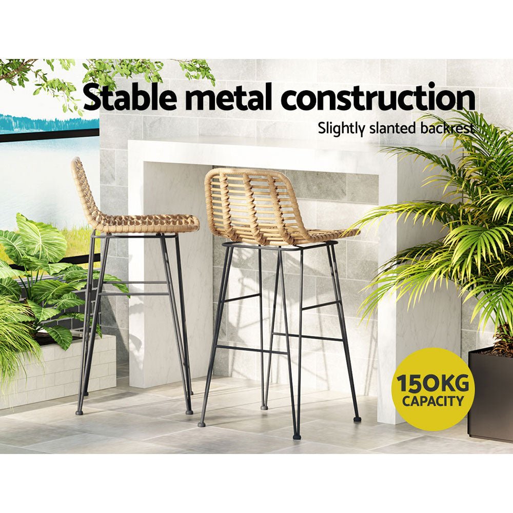 Set of 2 Outdoor Wicker Bar Stools - Furniture > Outdoor - Rivercity House & Home Co. (ABN 18 642 972 209) - Affordable Modern Furniture Australia