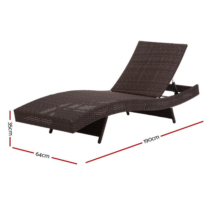 Set of 2 Outdoor Wicker Sun Lounges - Brown - Furniture > Outdoor - Rivercity House And Home Co.
