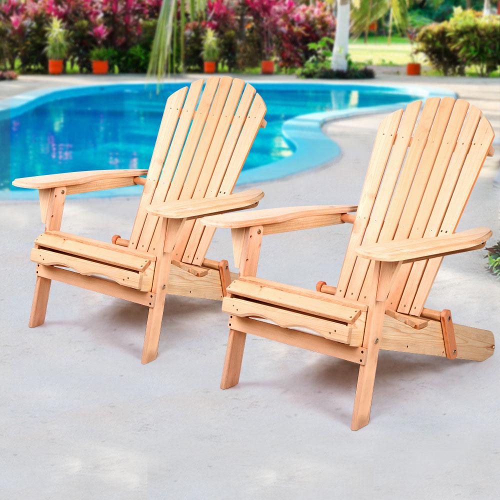 Set of 2 Patio Furniture Outdoor Wooden Chairs - Beach - Rivercity House & Home Co. (ABN 18 642 972 209) - Affordable Modern Furniture Australia