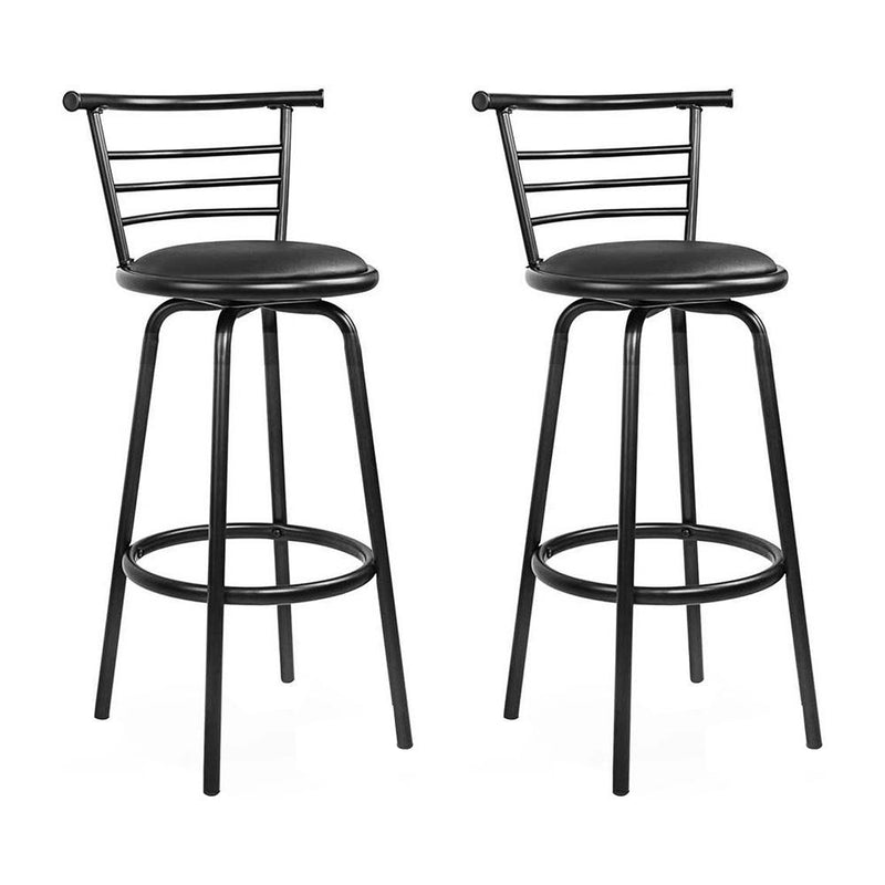 Set of 2 PU Leather Bar Stools - Black and Steel - Rivercity House & Home Co. (ABN 18 642 972 209) - Affordable Modern Furniture Australia