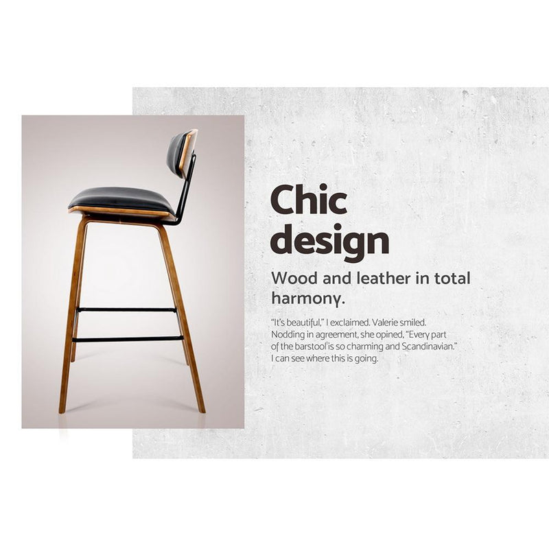 Set of 2 PU Leather Circular Footrest Bar Stools - Black - Rivercity House & Home Co. (ABN 18 642 972 209) - Affordable Modern Furniture Australia