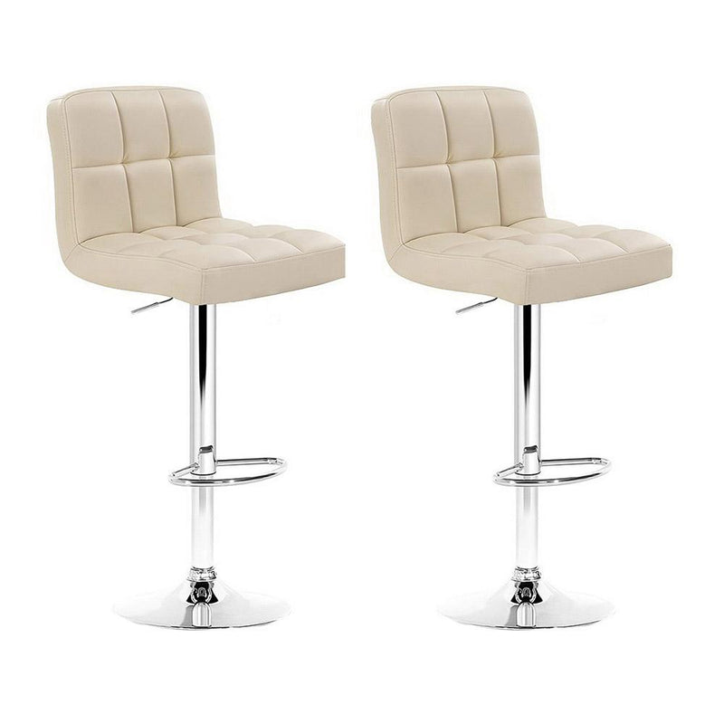 Set of 2 PU Leather Gas Lift Bar Stools - Beige - Rivercity House & Home Co. (ABN 18 642 972 209) - Affordable Modern Furniture Australia