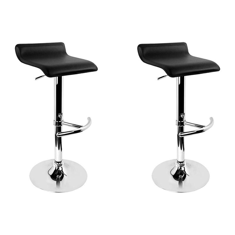 Set of 2 PU Leather Wave Style Bar Stools - Black - Rivercity House & Home Co. (ABN 18 642 972 209) - Affordable Modern Furniture Australia
