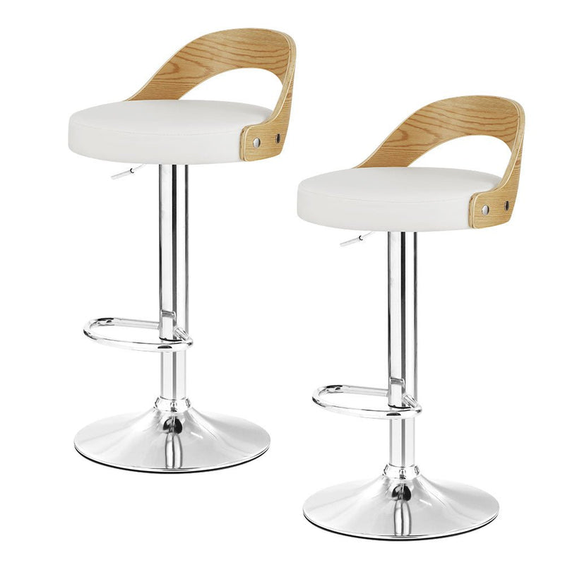 Set of 2 Publia Bar Stools - White & Oak - Furniture > Bar Stools & Chairs - Rivercity House & Home Co. (ABN 18 642 972 209) - Affordable Modern Furniture Australia