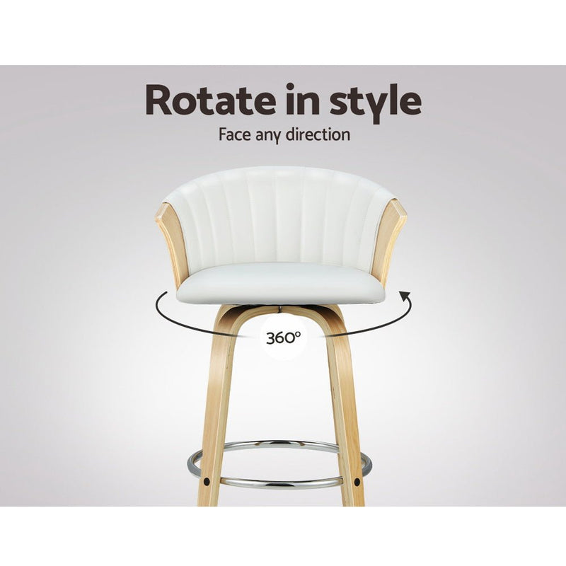 Set of 2 Ricardo Bar Stools Wooden Swivel - White - Furniture > Bar Stools & Chairs - Rivercity House & Home Co. (ABN 18 642 972 209) - Affordable Modern Furniture Australia