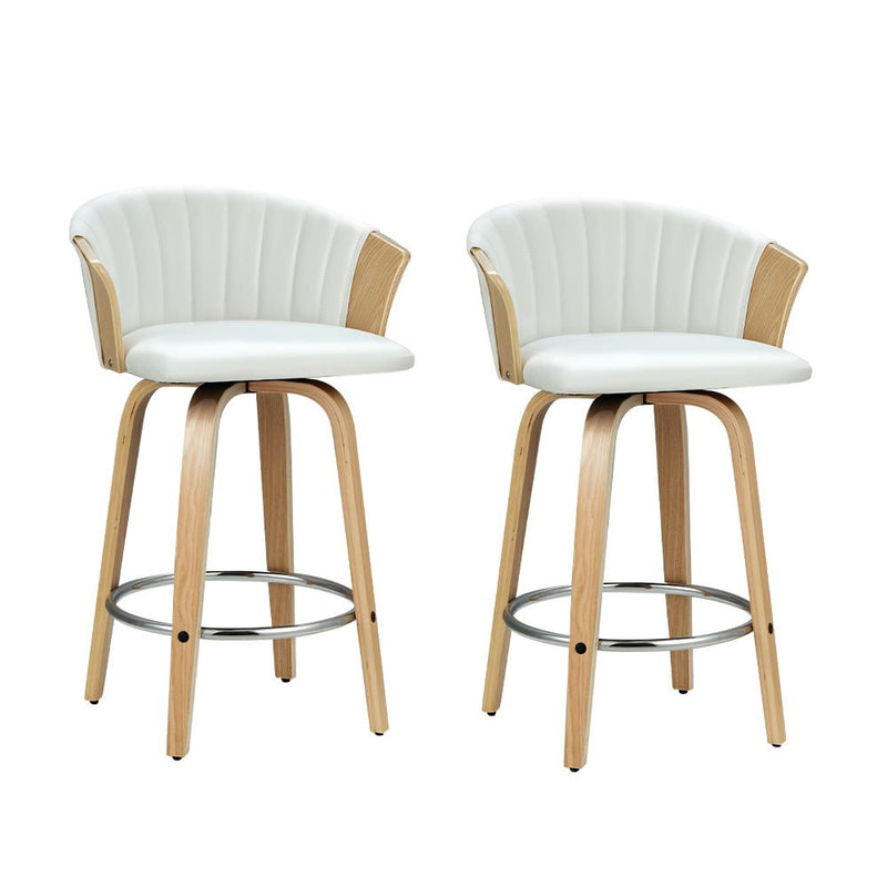 Set of 2 Ricardo Bar Stools Wooden Swivel - White - Furniture > Bar Stools & Chairs - Rivercity House & Home Co. (ABN 18 642 972 209) - Affordable Modern Furniture Australia