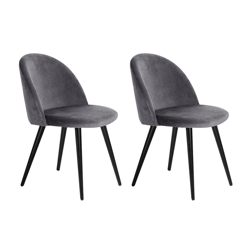 Set of 2 Velvet Modern Dining Chair - Dark Grey - Rivercity House & Home Co. (ABN 18 642 972 209) - Affordable Modern Furniture Australia