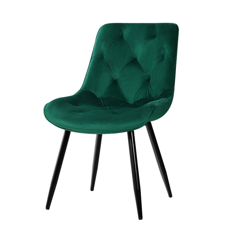 Set of 2 Velvet Starlyn Dining Chairs - Green - Furniture > Living Room - Rivercity House & Home Co. (ABN 18 642 972 209)