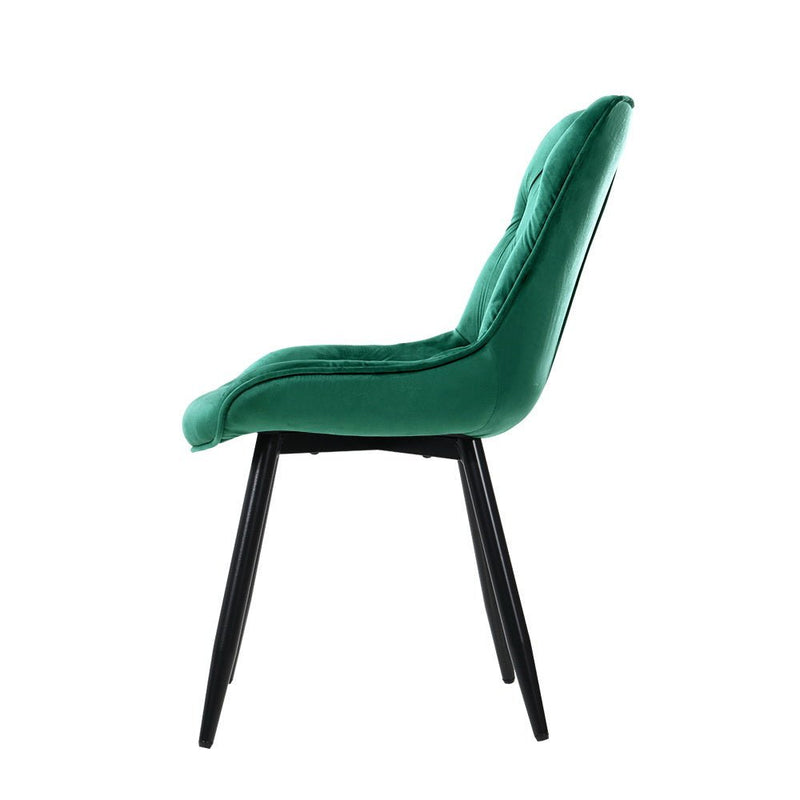 Set of 2 Velvet Starlyn Dining Chairs - Green - Furniture > Living Room - Rivercity House & Home Co. (ABN 18 642 972 209)