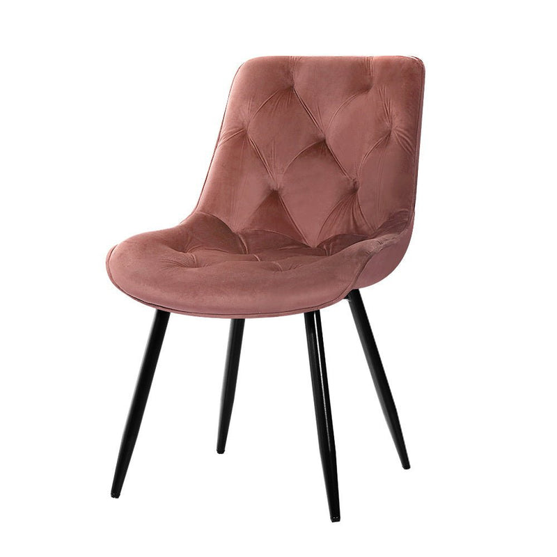 Set of 2 Velvet Starlyn Dining Chairs - Pink - Furniture > Living Room - Rivercity House & Home Co. (ABN 18 642 972 209) - Affordable Modern Furniture Australia