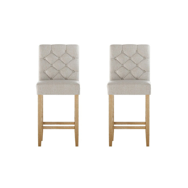 Set of 2 Windsor Tufted Button Bar Stools Beige - Furniture > Bar Stools & Chairs - Rivercity House & Home Co. (ABN 18 642 972 209) - Affordable Modern Furniture Australia