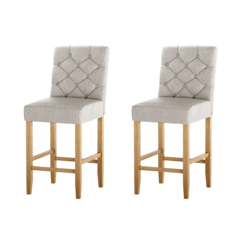 Set of 2 Windsor Tufted Button Bar Stools Beige - Furniture > Bar Stools & Chairs - Rivercity House & Home Co. (ABN 18 642 972 209) - Affordable Modern Furniture Australia