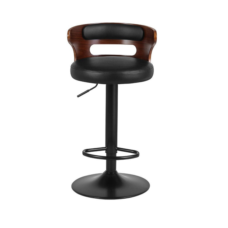 Set of 2 Wooden Bar Stools With Gas Lift (Black PU Leather) - Furniture > Bar Stools & Chairs - Rivercity House & Home Co. (ABN 18 642 972 209)