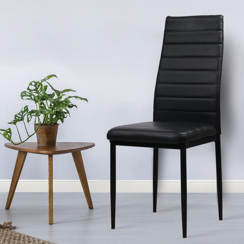 Set of 4 Dining Chairs PVC Leather - Black - Rivercity House & Home Co. (ABN 18 642 972 209) - Affordable Modern Furniture Australia